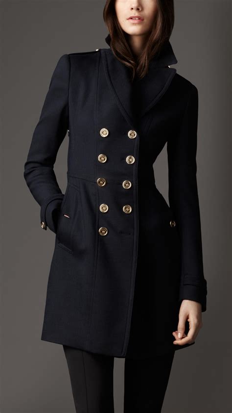 navy burberry virgin wool coat for women|Burberry winter coats for women.